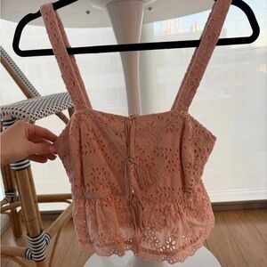 Tularosa Blush Eyelet Lace Crop Top